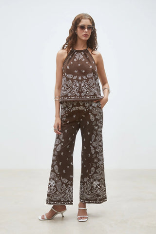 Brown Bandana Wide Leg Pants  | Matching Set Pants