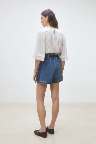 White Cotton Embroidered Collar Blouse