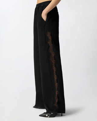 Cotton Wide Leg Trousers with Lace Side Band