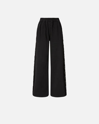 Cotton Wide Leg Trousers with Lace Side Band