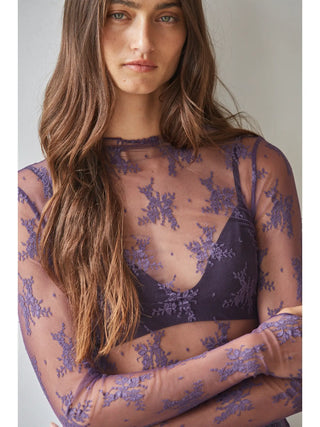 Aubrey Lace Mock Neck Top