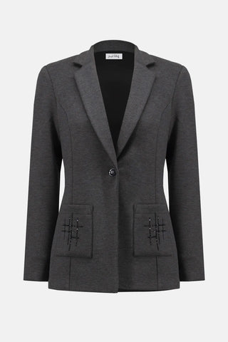 Joseph Ribkoff Scuba Fitted Jersey Blazer  Grey 6