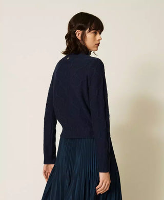 Floral Embroidered Wool Turtleneck Sweater