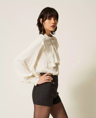Silk Blend Ruffle Blouse