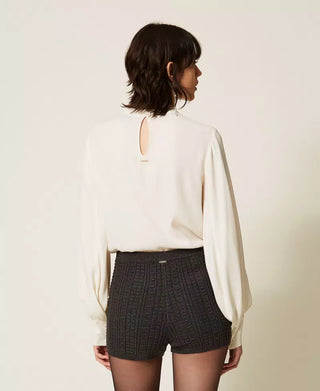 Silk Blend Ruffle Blouse
