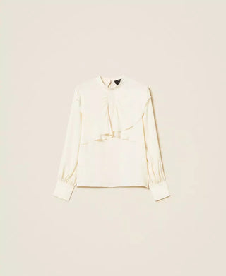 Silk Blend Ruffle Blouse