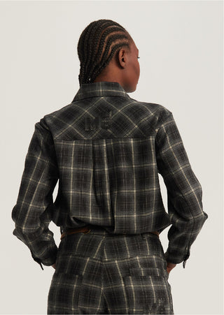 Back view of ME369 Heritage plaid shirt with embroidered back yoke