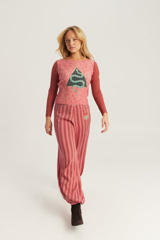 Ray Metallic Boat Neck Rib Knit Sweater