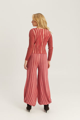 Ray Metallic Boat Neck Rib Knit Sweater