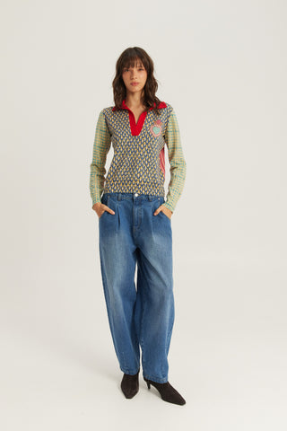 Millie Graphic Polo Knit Sweater