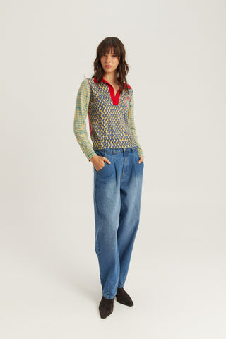 Millie Graphic Polo Knit Sweater