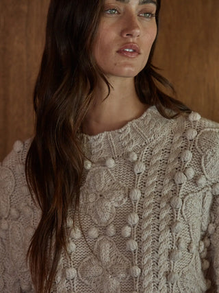Cable Knit Wool Blend Pullover Sweater
