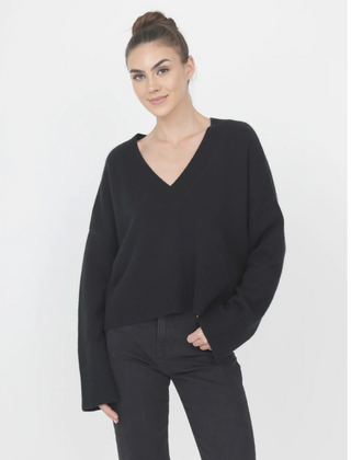 4-Loving-People_Keira-V-Neck_Black_Front_SeeSaw-Boutique