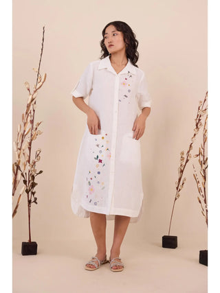 White Linen Midi Dress