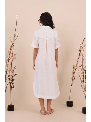 White Linen Midi Dress