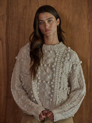 Cable Knit Wool Blend Pullover Sweater