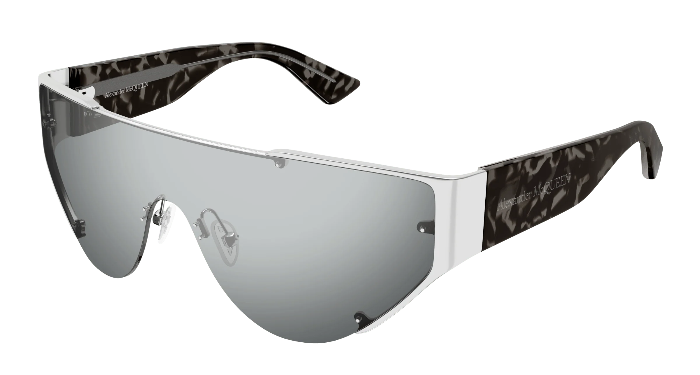 Alexander McQueen Shield Sunglasses for Women | Silver Oversized