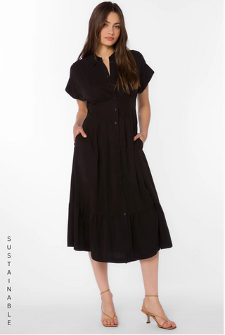 Black Cuffed Maxi Dress – Effortless Everyday & Travel Dress