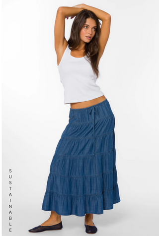 Blue Tiered Maxi Skirt – Effortless Everyday & Vacation Skirt