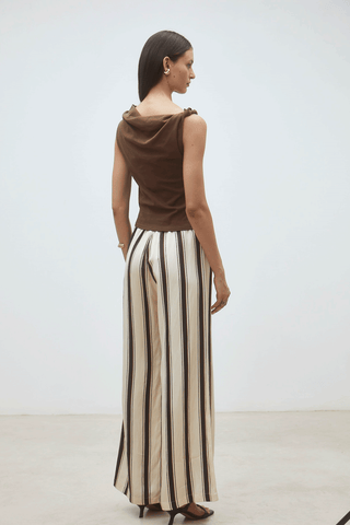 Brown Draped Sleeveless Top – Chic Everyday Elevated Tank