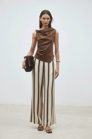 Brown Draped Sleeveless Top – Chic Everyday Elevated Tank