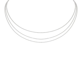 1.0mm CHAI Solid 14k White Gold Triple-Layer Dainty Choker Necklace | Layering Chain