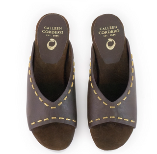 Brown Leather Heels for Women | Studded Statement Nola Heel