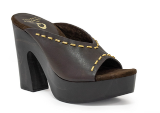 Brown Leather Heels for Women | Studded Statement Nola Heel