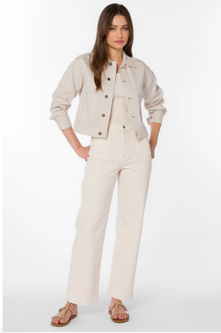 Ivory Cropped Denim Jacket – Lightweight Neutral Jacket