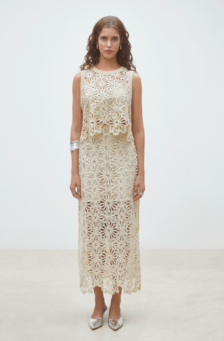 Crochet Lace Midi Skirt – Elegant Spring & Vacation Skirt