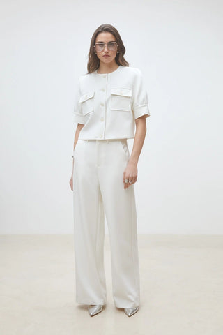 High Waisted Wide Leg Tailored Pants