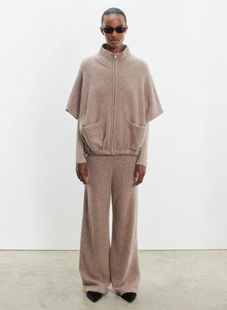 Ultra Soft Alpaca Elbow Sleeve Zip-Front Cardigan