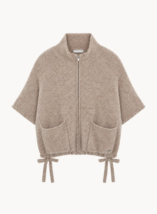 Ultra Soft Alpaca Elbow Sleeve Zip-Front Cardigan