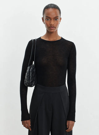 Lightweight Wool Sequin Crewneck Top