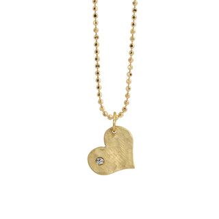 LANA Baby 14k Yellow Gold Hammered Heart Charm Pendant with Diamond Accent