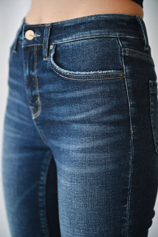 Dark Wash Mid Rise Flare Jeans
