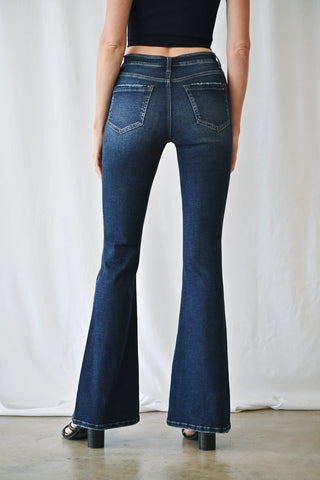 Dark Wash Mid Rise Flare Jeans