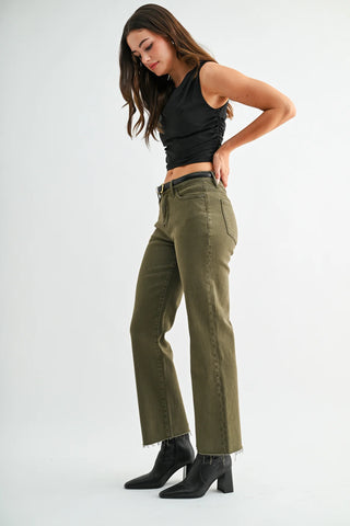 High-Rise Straight Ankle Jeans