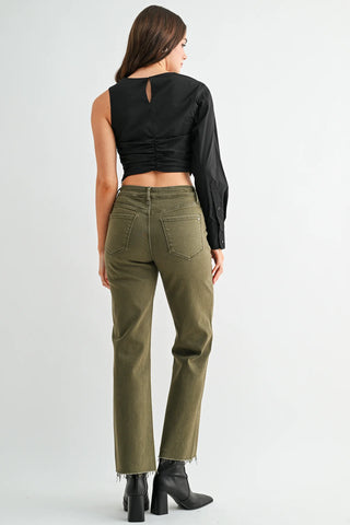 High-Rise Straight Ankle Jeans
