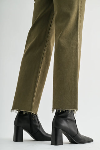High-Rise Straight Ankle Jeans