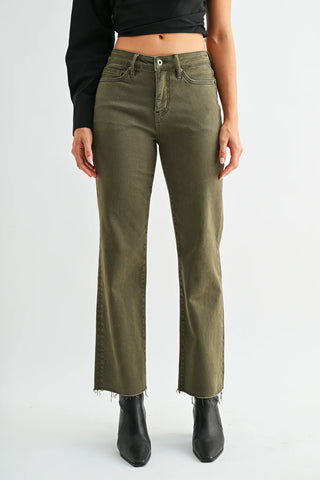 High-Rise Straight Ankle Jeans