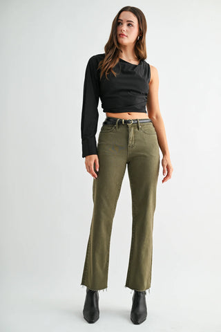 High-Rise Straight Ankle Jeans