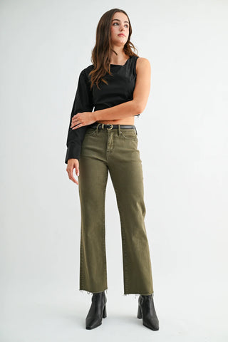 High-Rise Straight Ankle Jeans