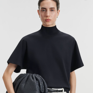 Supima Cotton Short Sleeve Mock Neck Top