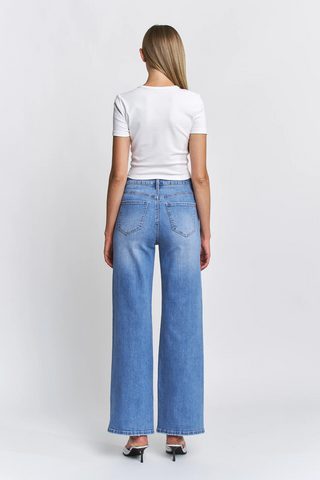 High Rise Wide Leg Embellishment Jean