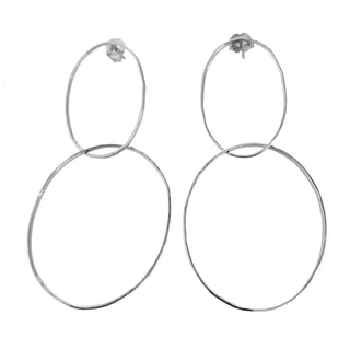 OREO 14k Gold Hammered Double Hoop Drop Earrings