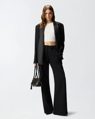 Cotton Wide Leg Trousers with Lace Side Band