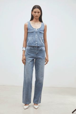 Rhinestone Wide Leg Jeans – Statement Denim for Night Out