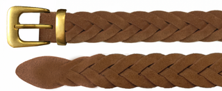 Braided Suede Leather Belt with Gold Buckle
