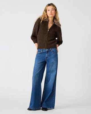 Odessa Faux Fur Collar Zip-Up Sweater